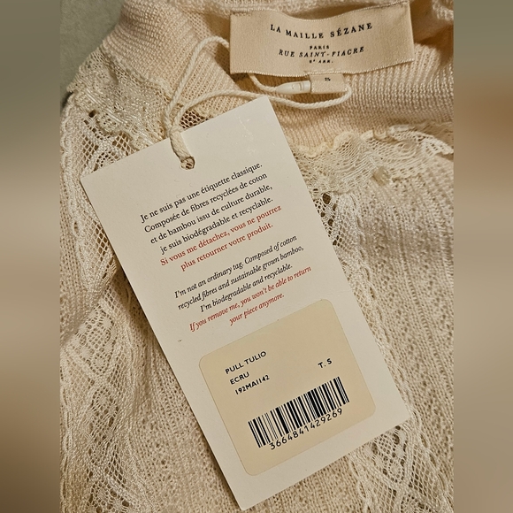 NWT Sezane Tulio Sweater in Ecru in Size S - Picture 6 of 7